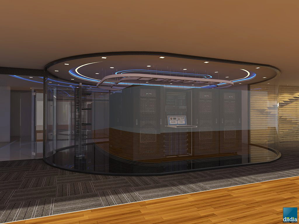 Data center 3D design rendering